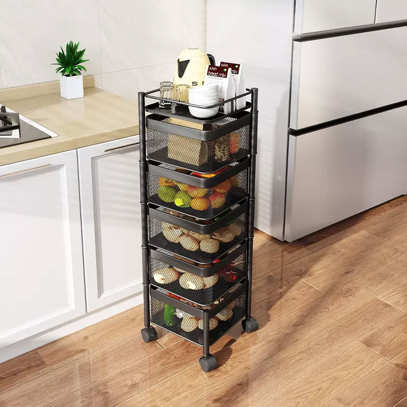 360 Rotating Storage Rack Kitchen Organizer Vegetable Basket Shelf Cart