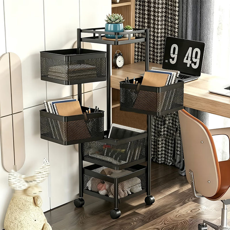 360 Rotating Storage Rack Kitchen Organizer Vegetable Basket Shelf Cart