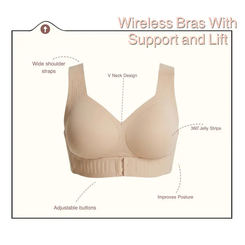 Plus Size Women Posture Correcting Sports Bra Push Up Wireless