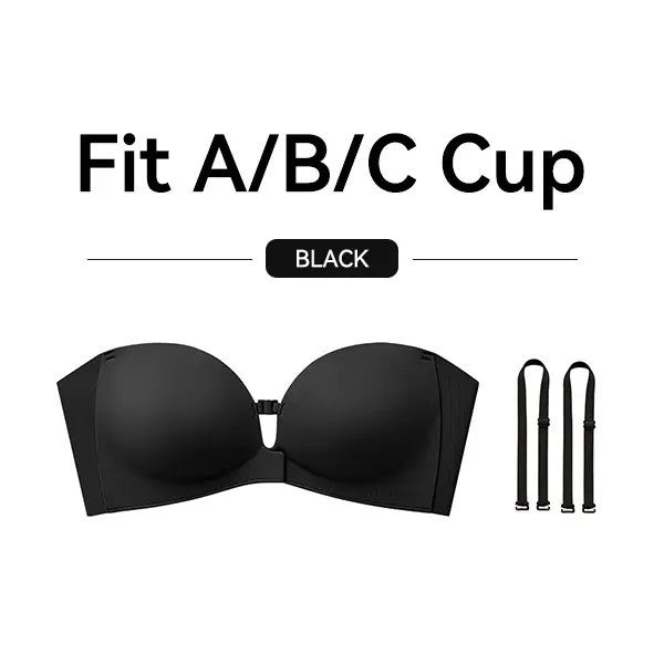 Plus Size Strapless Wireless Push Up Bra Front Closure Seamless Top