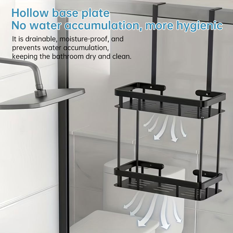 2 Tier Hanging Shower Caddy for Glass Door No Drill Bathroom Storage Rack