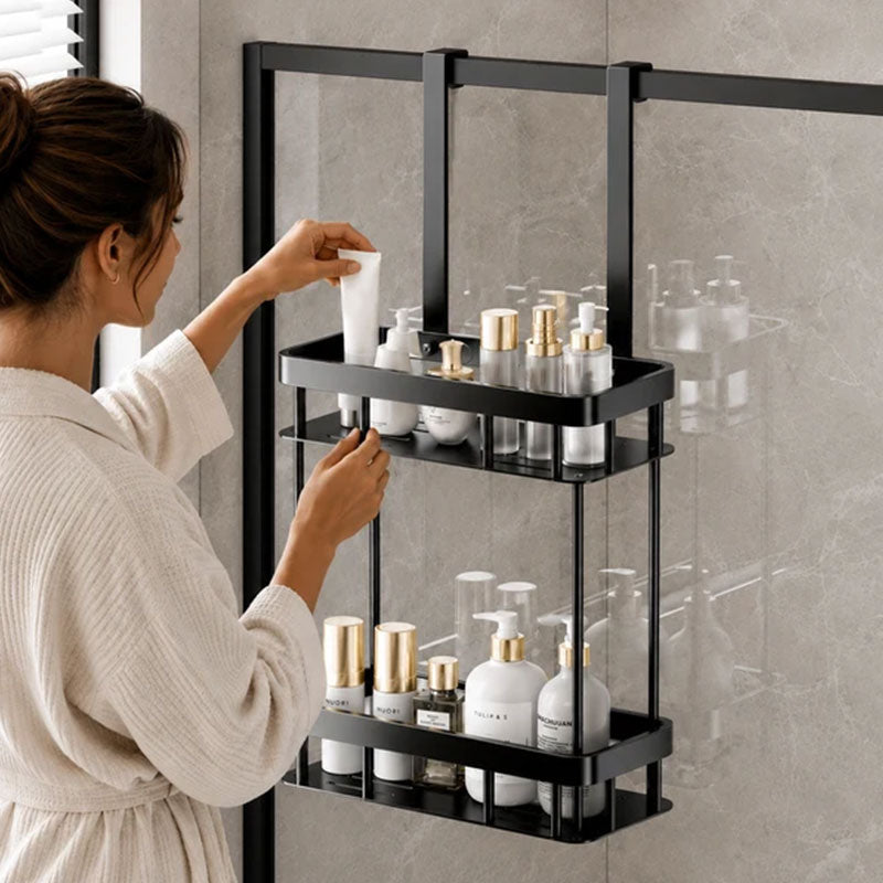 2 Tier Hanging Shower Caddy for Glass Door No Drill Bathroom Storage Rack
