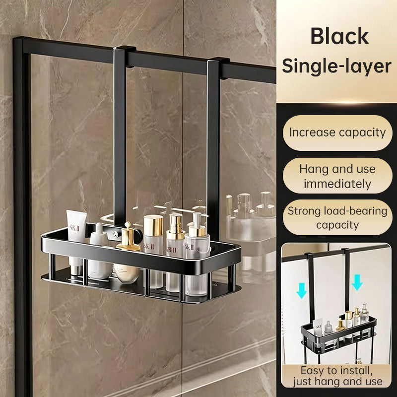 2 Tier Hanging Shower Caddy for Glass Door No Drill Bathroom Storage Rack