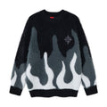 Black Faux Mink Fur Color Block Patchwork Sweater For Men