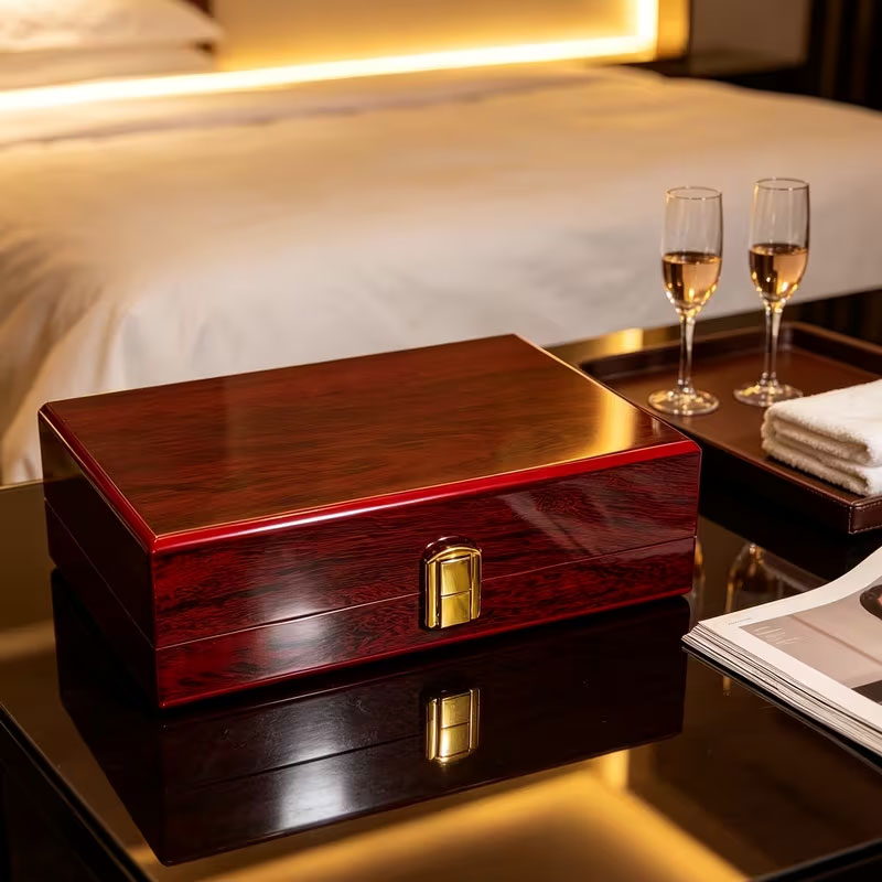 Classic Wooden Jewelry Box With Lock And Elegant Storage Compartment