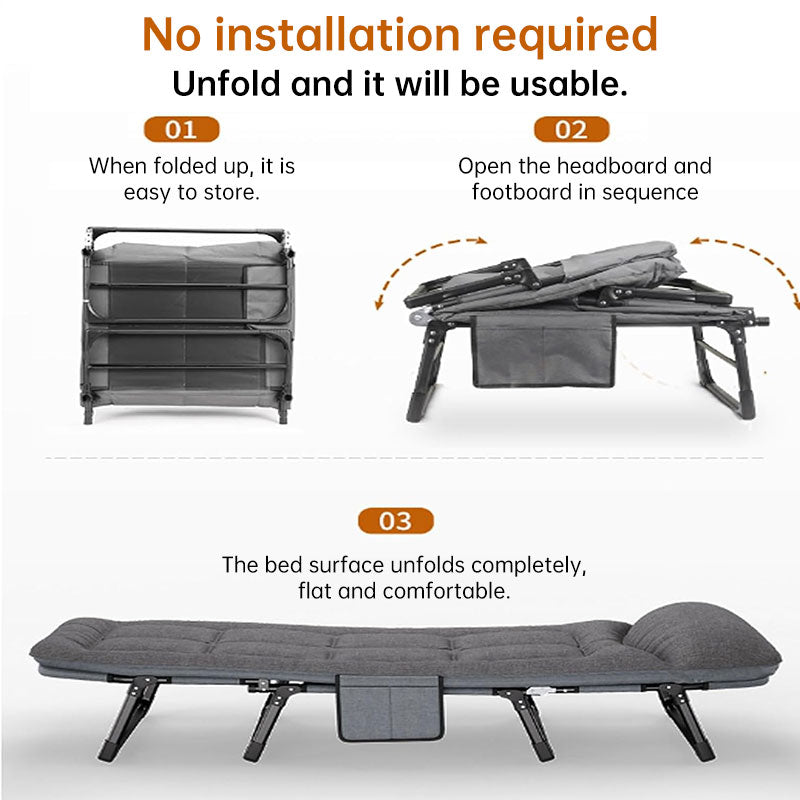 Portable Folding Chair With Space Saving Side Pocket And Durable Frame
