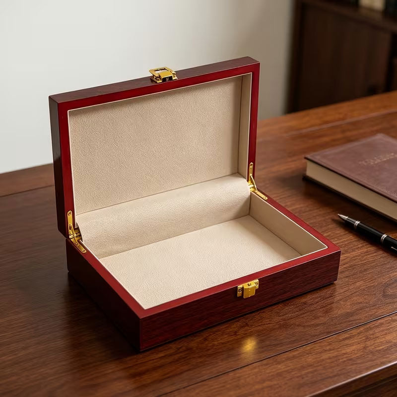 Classic Wooden Jewelry Box With Lock And Elegant Storage Compartment