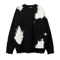 Unisex Streetwear Loose Fit Color Block Cat Sweater Top