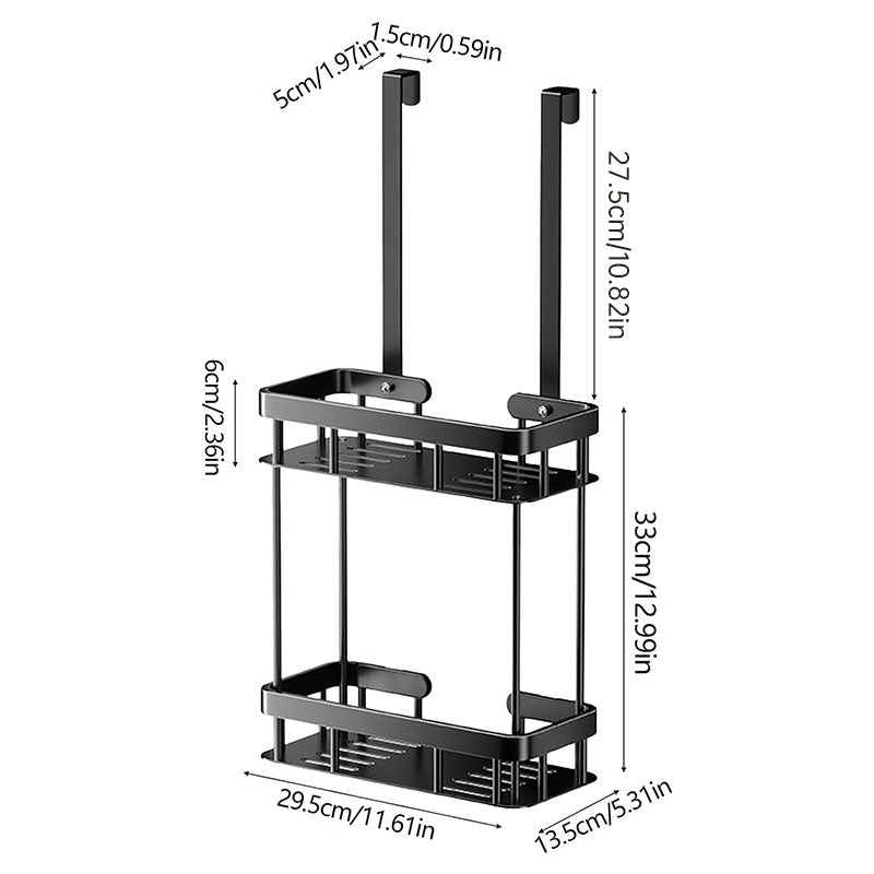 2 Tier Hanging Shower Caddy for Glass Door No Drill Bathroom Storage Rack