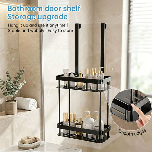 2 Tier Hanging Shower Caddy for Glass Door No Drill Bathroom Storage Rack
