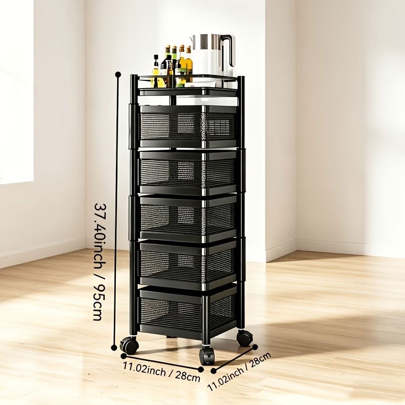 360 Rotating Storage Rack Kitchen Organizer Vegetable Basket Shelf Cart