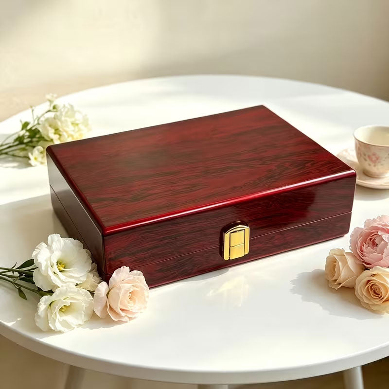 Classic Wooden Jewelry Box With Lock And Elegant Storage Compartment