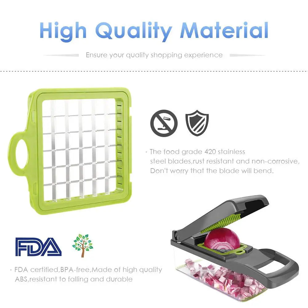 6 Blades Stainless Steel Vegetable Chopper Manual Food Slicer Grater Cutter