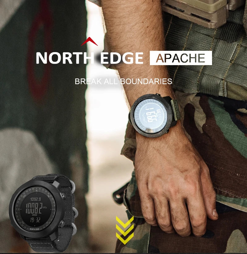 North Edge Mens Digital Sports Watch Altimeter Barometer Compass 50M Waterproof