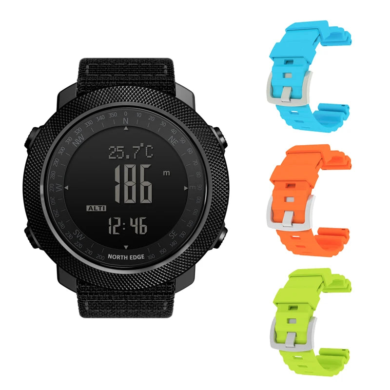 North Edge Mens Digital Sports Watch Altimeter Barometer Compass 50M Waterproof