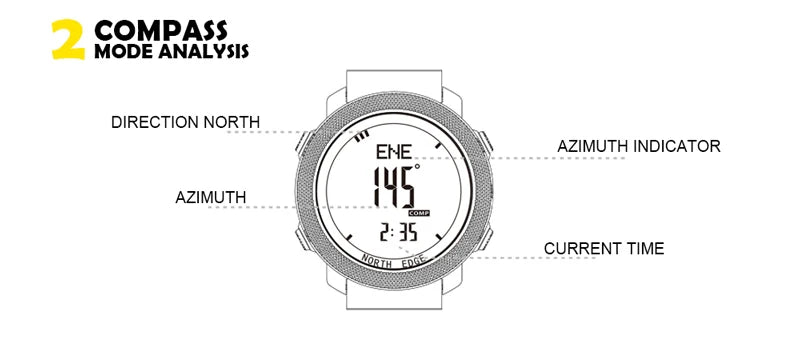 North Edge Mens Digital Sports Watch Altimeter Barometer Compass 50M Waterproof