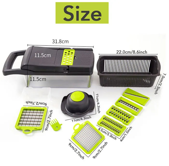 6 Blades Stainless Steel Vegetable Chopper Manual Food Slicer Grater Cutter