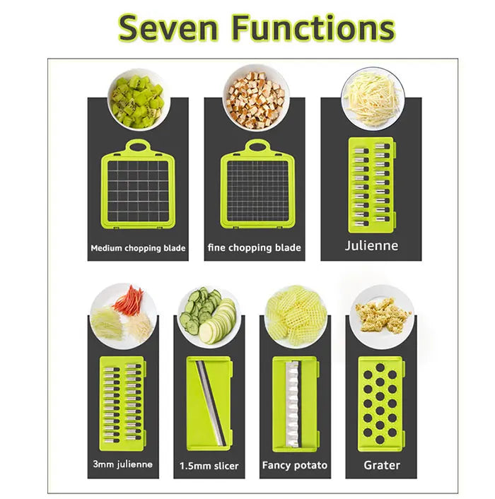 6 Blades Stainless Steel Vegetable Chopper Manual Food Slicer Grater Cutter
