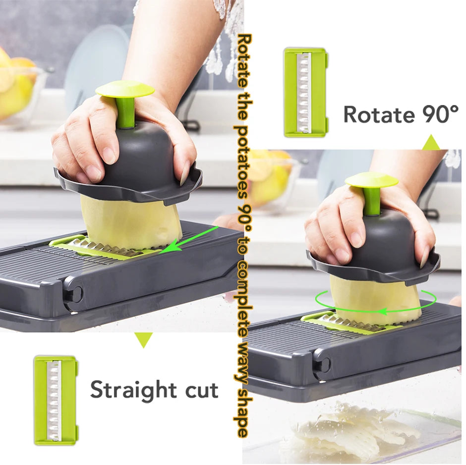 6 Blades Stainless Steel Vegetable Chopper Manual Food Slicer Grater Cutter