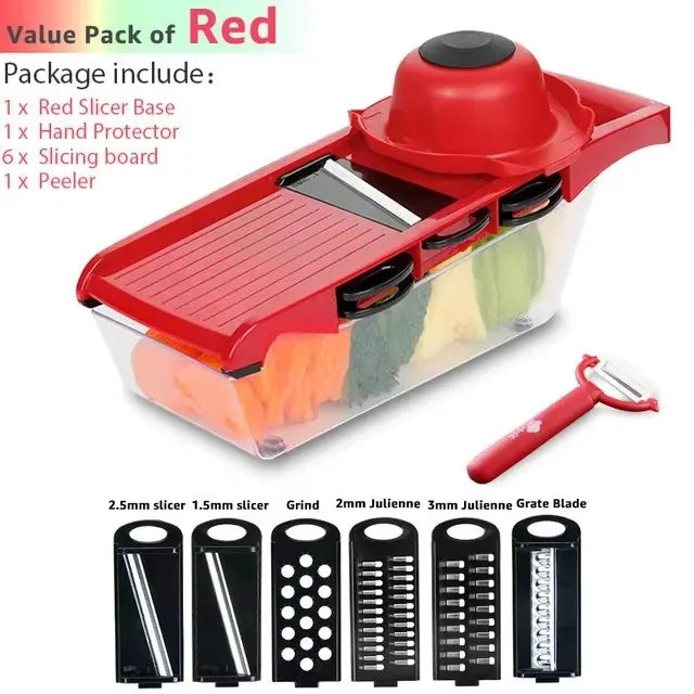 6 Blades Stainless Steel Vegetable Chopper Manual Food Slicer Grater Cutter