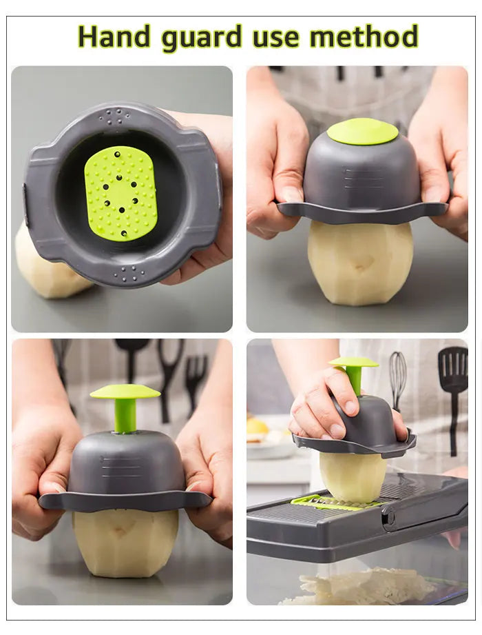 6 Blades Stainless Steel Vegetable Chopper Manual Food Slicer Grater Cutter