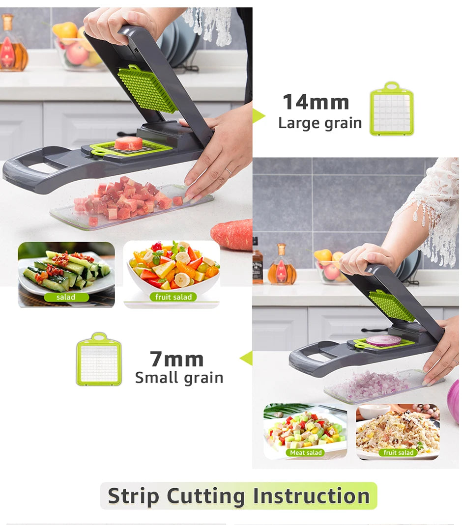 6 Blades Stainless Steel Vegetable Chopper Manual Food Slicer Grater Cutter