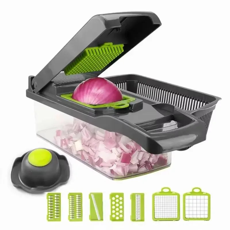 6 Blades Stainless Steel Vegetable Chopper Manual Food Slicer Grater Cutter