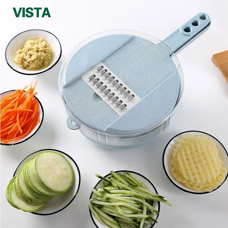 6 Blades Stainless Steel Vegetable Chopper Manual Food Slicer Grater Cutter