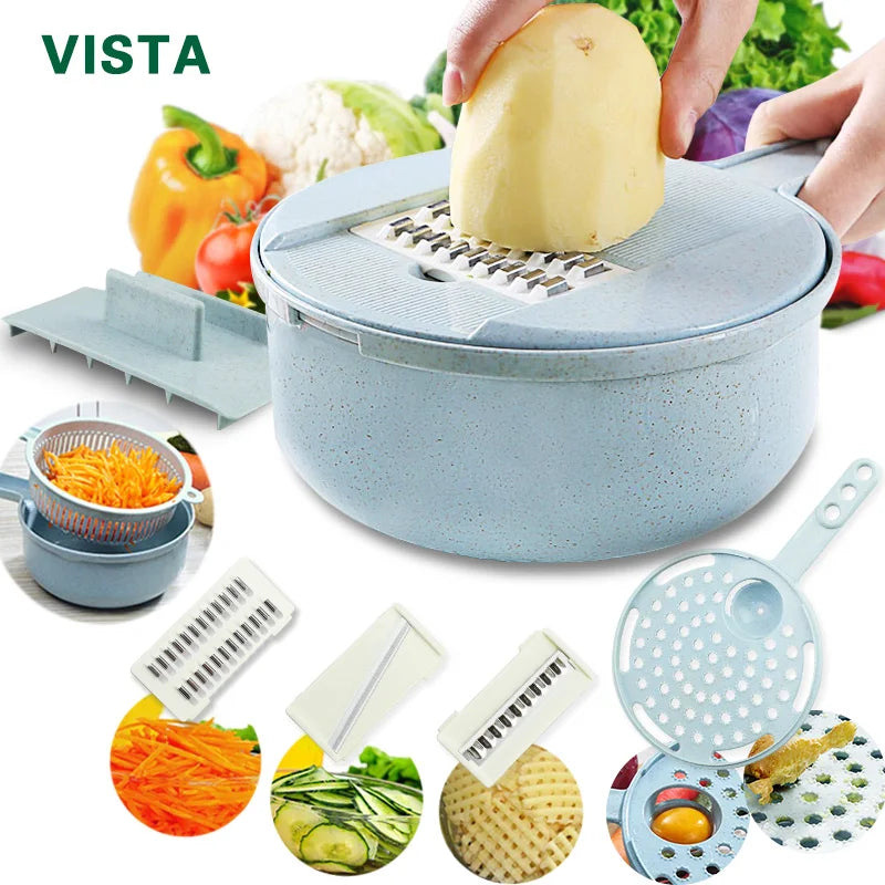 6 Blades Stainless Steel Vegetable Chopper Manual Food Slicer Grater Cutter