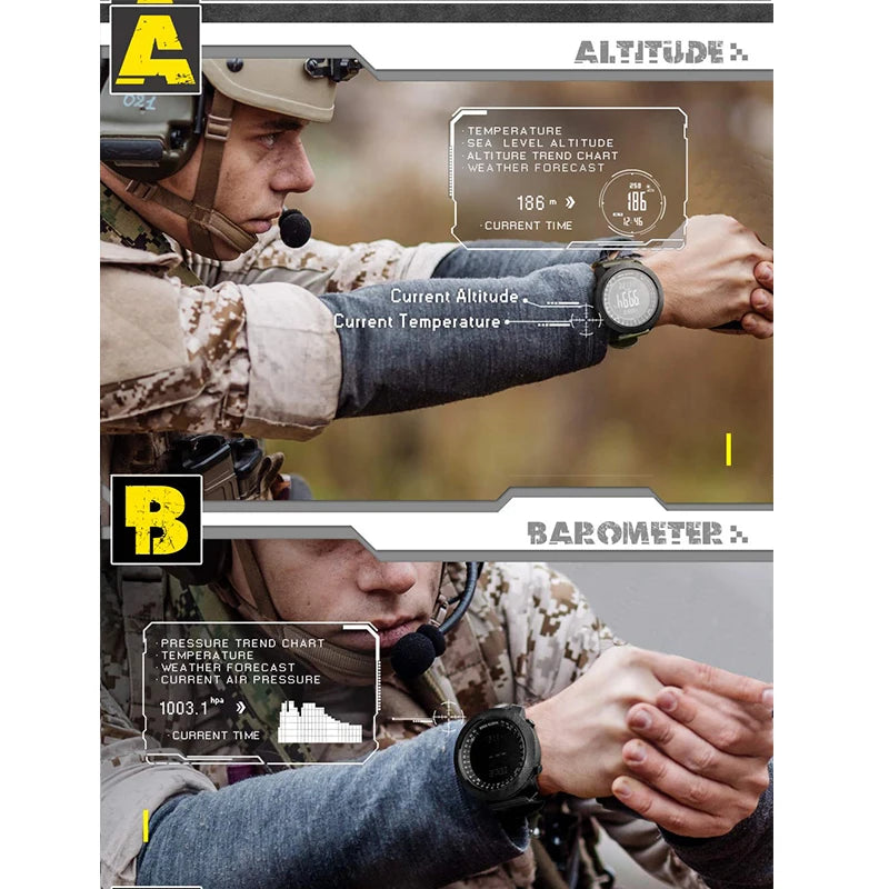 North Edge Mens Digital Sports Watch Altimeter Barometer Compass 50M Waterproof